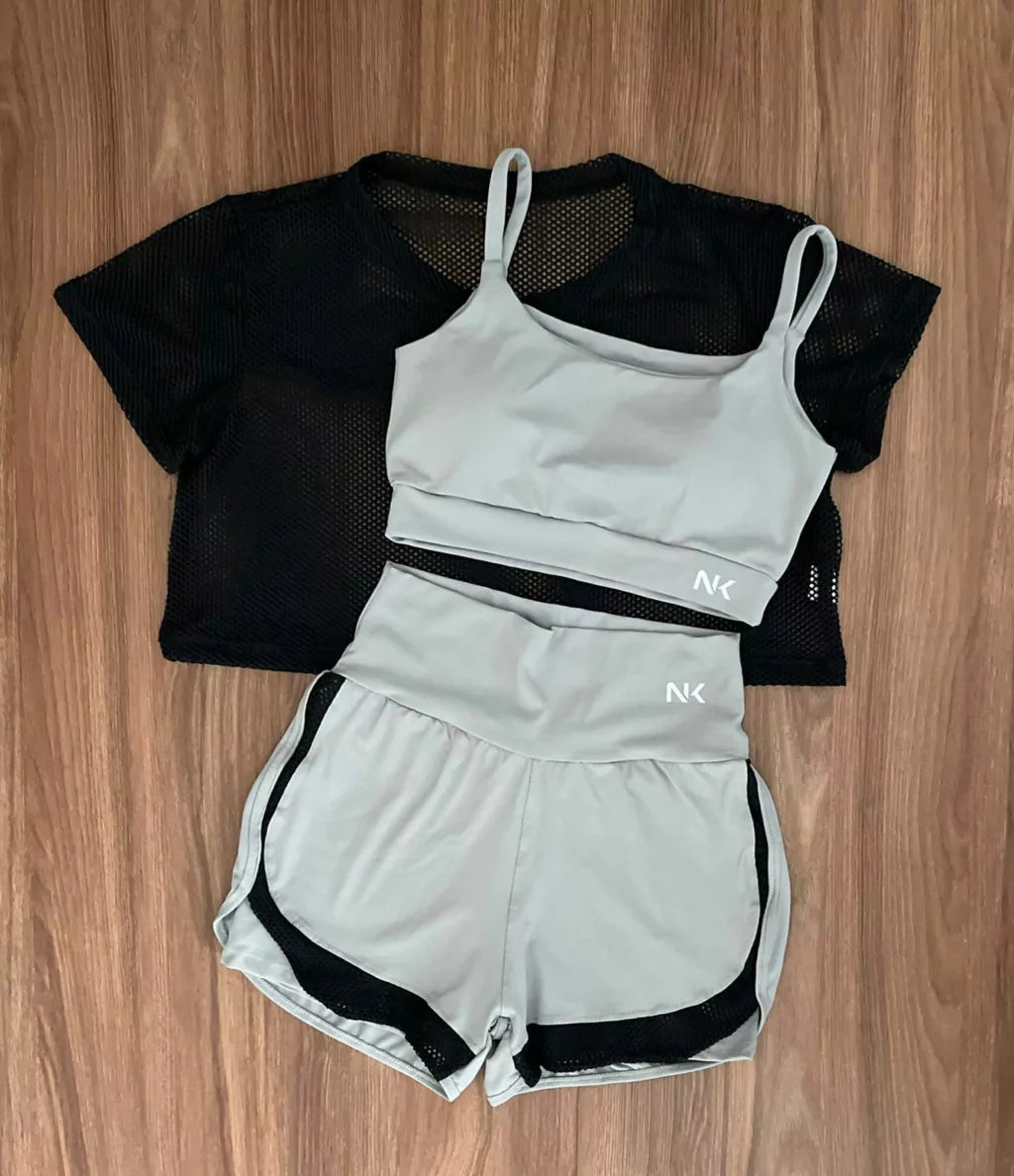 Conjunto 3 peças com Short Duplo.