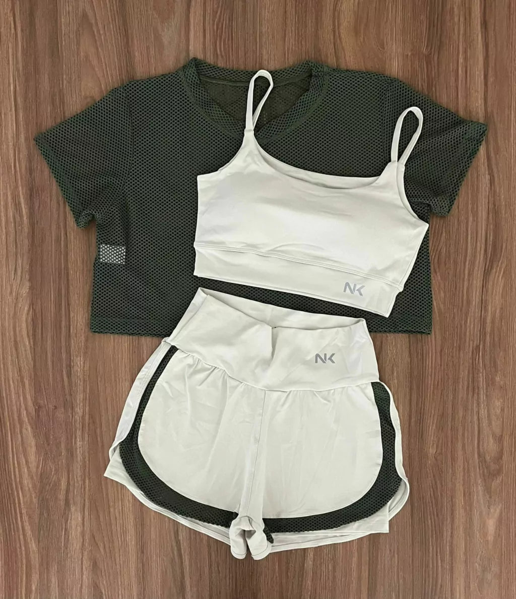 Conjunto 3 peças com Short Duplo.